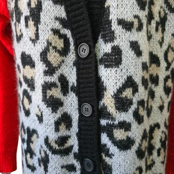 Niccolai Italy Mohair Cardigan Sweater Women's Leopard Print Color Block Small - Picture 8 of 11
